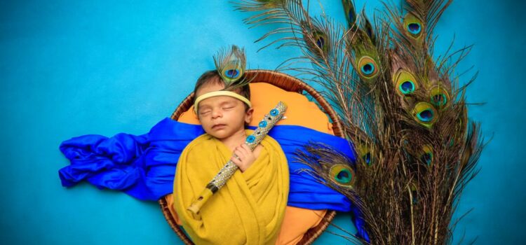 Krishna Theme Baby Photoshoot Ideas for Krishna Janmashtami Baby Shoot